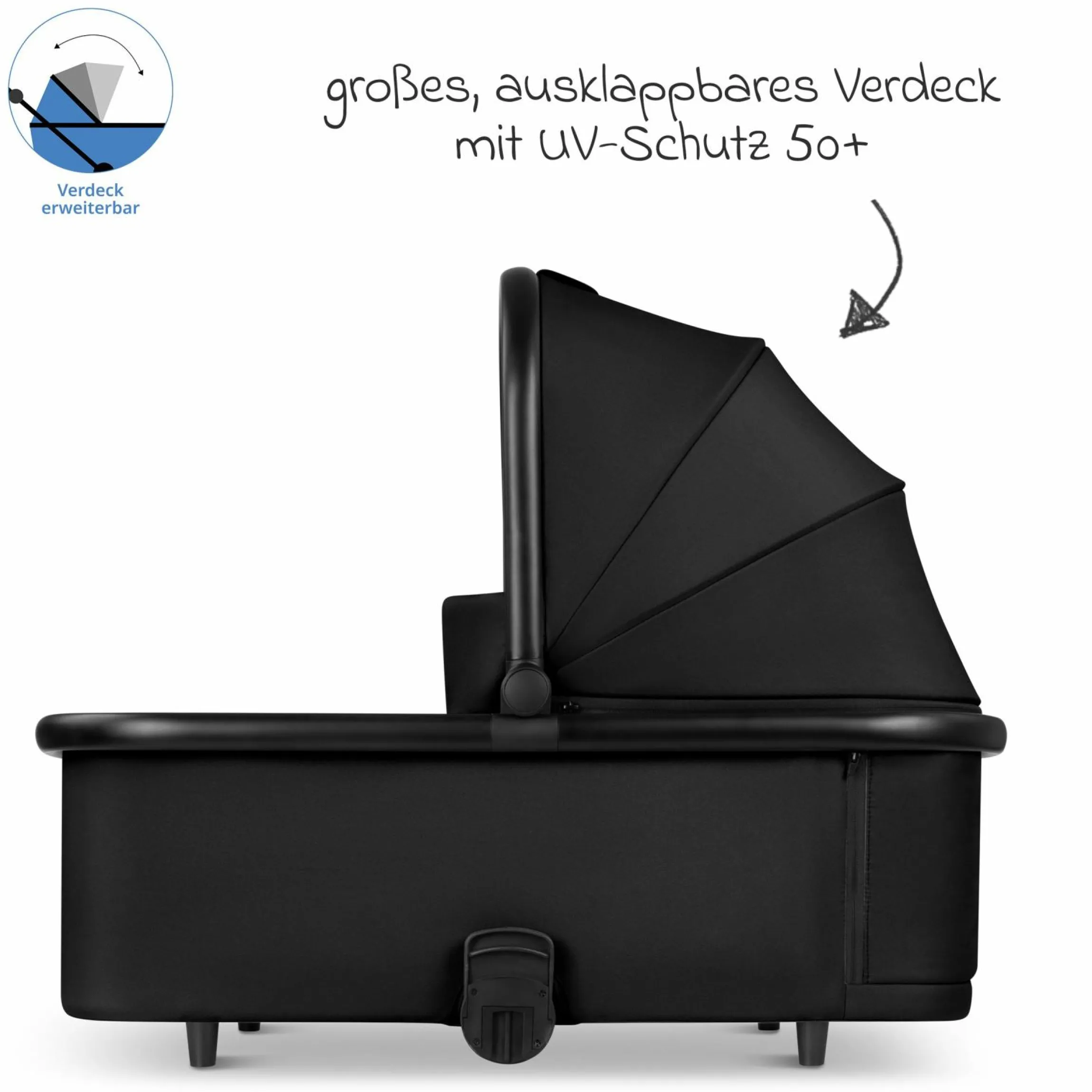 Kombi-Kinderwagen S Three bis 22 kg mit Babywanne, Sportsitz, Teleskopschieber & Adapter - Black