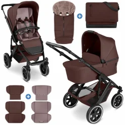 Kombi-Kinderwagen Salsa 5 Air Set inkl. Babywanne, Sportsitz, Wickeltasche Urban, Winterfußsack und zweite Kisseneinlage - Umbra - Kollektion 2025