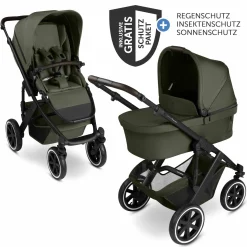 Kombi-Kinderwagen Salsa 5 Air inkl. Babywanne & Sportsitz mit XXL-Zubehörpaket - Pure - Avocado - Kollektion 2025