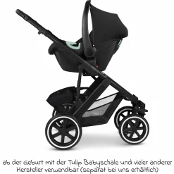 Kombi-Kinderwagen Salsa 5 Air inkl. Babywanne & Sportsitz mit XXL-Zubehörpaket - Pure - Coal - Kollektion 2025