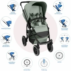 Kombi-Kinderwagen Salsa 5 Air inkl. Babywanne & Sportsitz mit XXL-Zubehörpaket - Pine - Kollektion 2025