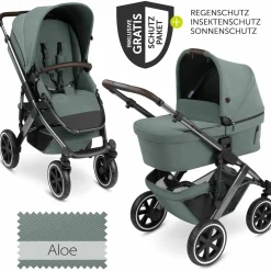 Kombi-Kinderwagen Salsa 4 Air - inkl. Babywanne & Sportsitz mit XXL Zubehörpaket - Aloe - Kollektion 2024