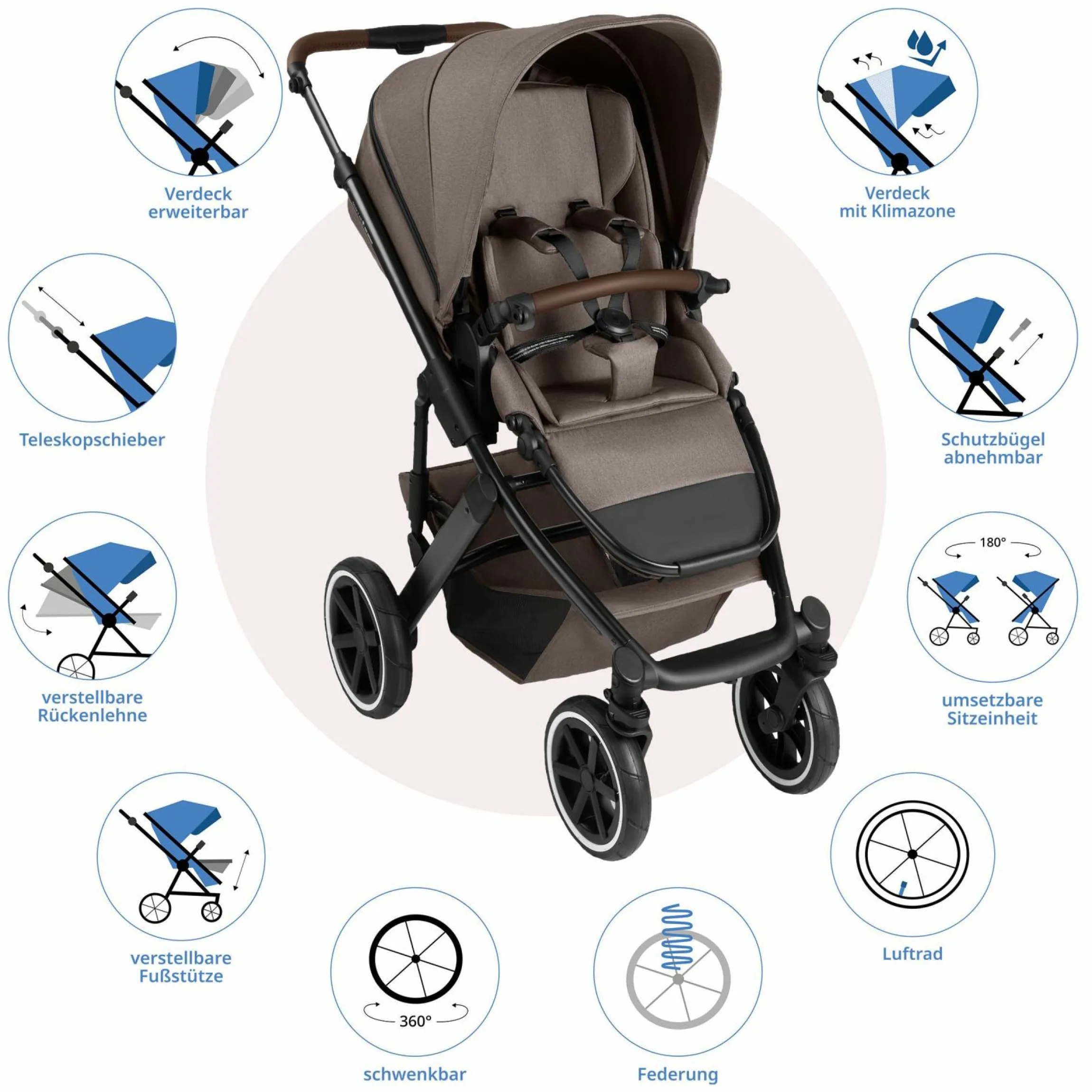 Kombi-Kinderwagen Salsa 5 Air inkl. Babywanne & Sportsitz - Pure - Nature - Kollektion 2025