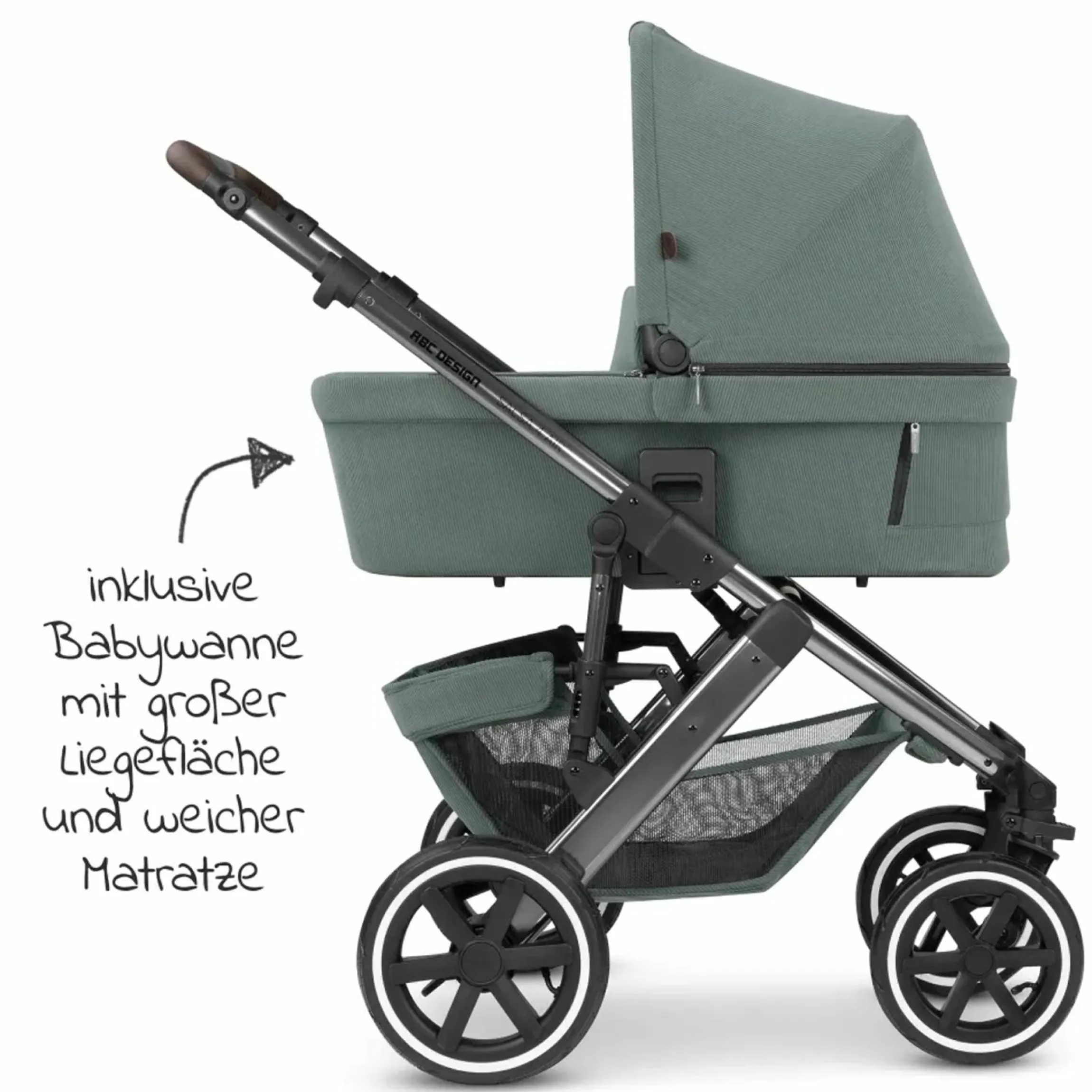 Kombi-Kinderwagen Salsa 4 Air - inkl. Babywanne & Sportsitz mit Wickeltasche & XXL Zubehörpaket - Aloe