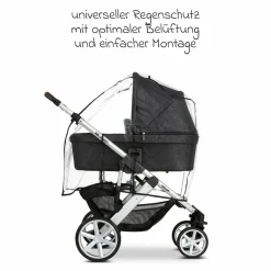 Kombi-Kinderwagen Salsa 5 Run - inkl. Babywanne, Sportsitz, Wickeltasche, Regenschutz, Becherhalter & Sonnenschirm - Pure - Coal