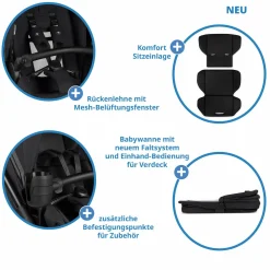 Kombi-Kinderwagen Salsa 5 Run - inkl. Babywanne, Sportsitz, Sportzulassung, Luftbereifung, Sitzeinlage & Handbremse inkl. XXL-Zubehörpaket - Pure - Coal - Kollektion 2025