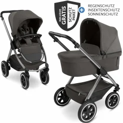 Kombi-Kinderwagen Samba 2 inkl. Babywanne & Sportsitz mit XXL-Zubehörpaket - Almond - Kollektion 2025