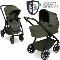 Kombi-Kinderwagen Samba 2 inkl. Babywanne & Sportsitz mit XXL-Zubehörpaket - Pure - Avocado - Kollektion 2025