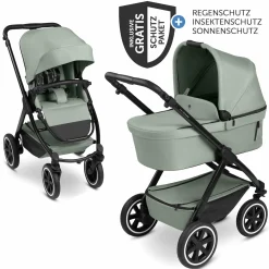 Kombi-Kinderwagen Samba 2 inkl. Babywanne & Sportsitz mit XXL-Zubehörpaket - Pine - Kollektion 2025
