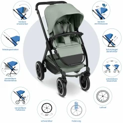 Kombi-Kinderwagen Samba 2 inkl. Babywanne & Sportsitz mit XXL-Zubehörpaket - Pine - Kollektion 2025