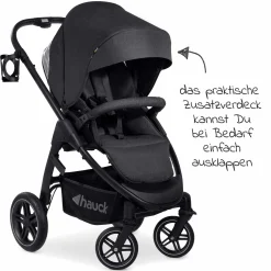 Kombi-Kinderwagen Saturn R Duoset inkl. Babywanne und Sportsitz (bis 25 kg belastbar) - Melange Black