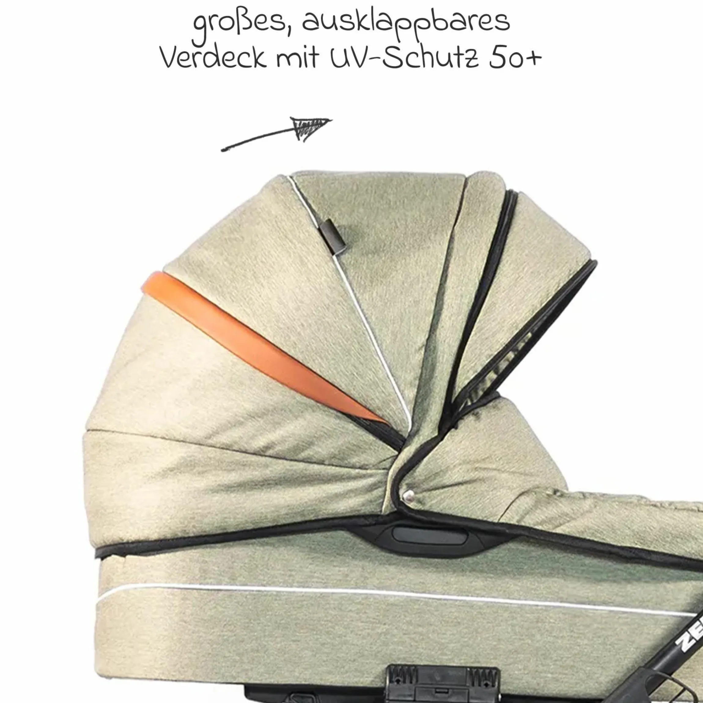Kombi-Kinderwagen Touring Max bis 15 kg mit Babywanne, umsetzbare Sitzeinheit, Knickschieber inkl. Wickeltasche, Insektenschutz & Regenschutz - Green