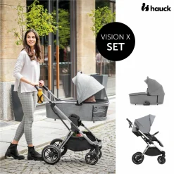 Kombi-Kinderwagen Vision X Duoset Silver (Sportwagen & Babywanne) inkl. XXL Zubehörpaket - Melange Grey