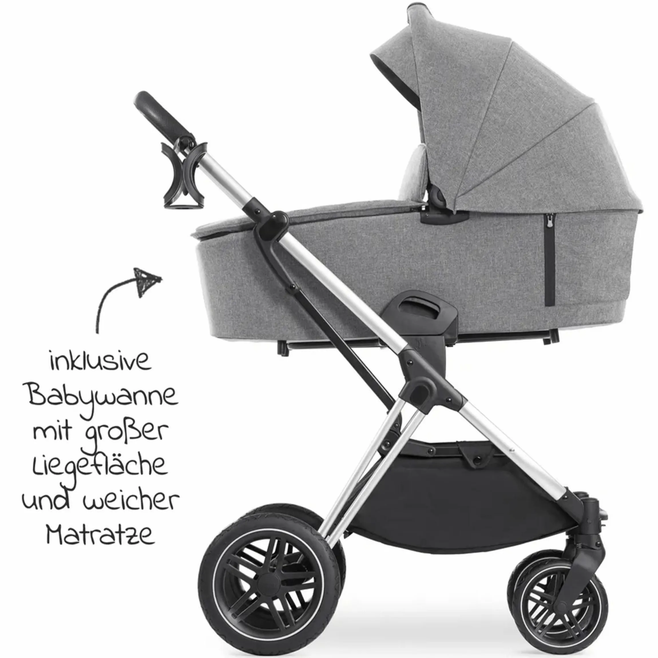 Kombi-Kinderwagen Vision X Duoset Silver (Sportwagen & Babywanne) - Melange Grey