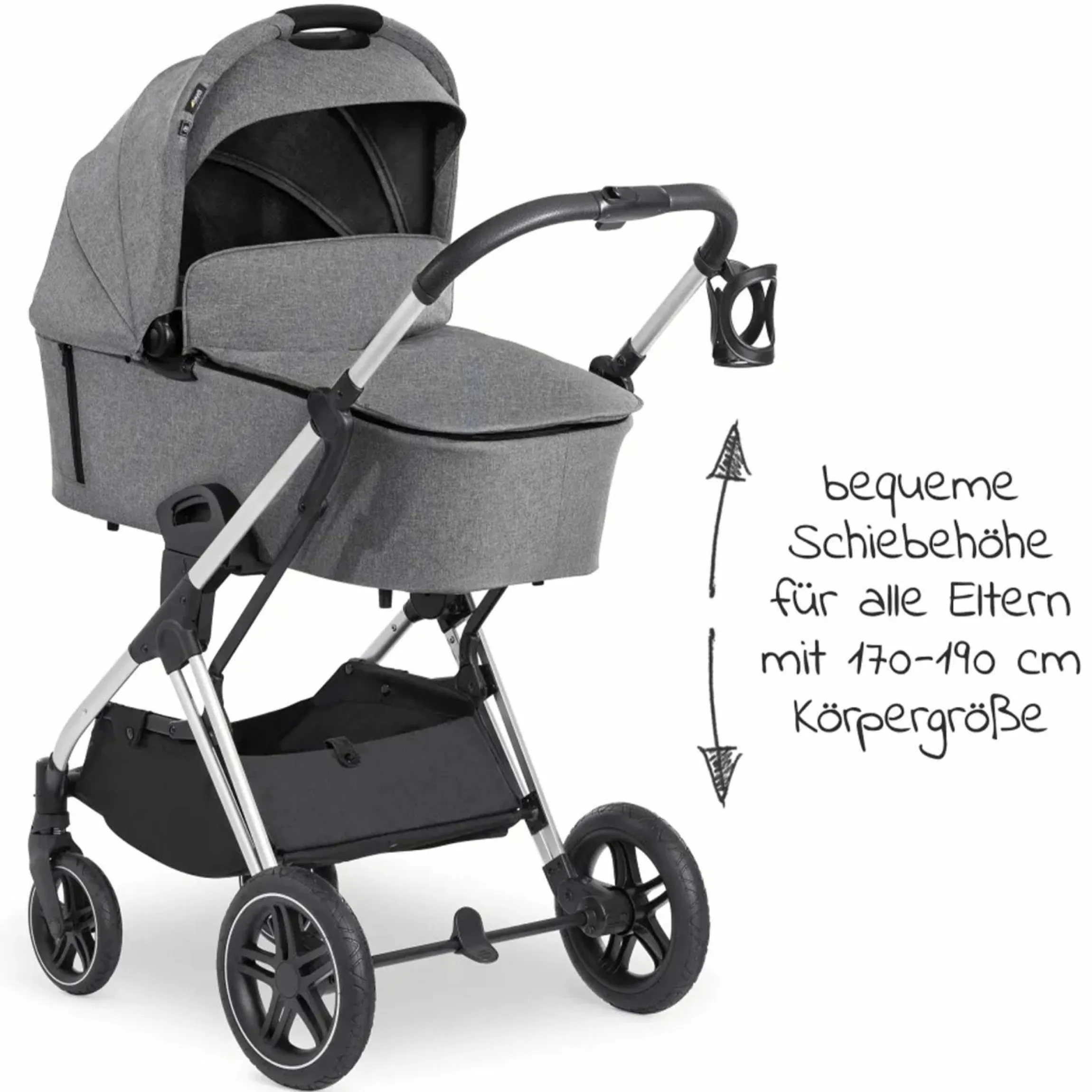Kombi-Kinderwagen Vision X Duoset Silver (Sportwagen & Babywanne) - Melange Grey