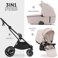 Kombi-Kinderwagen Vision X Duoset Black (Sportwagen & Babywanne) - Melange Beige