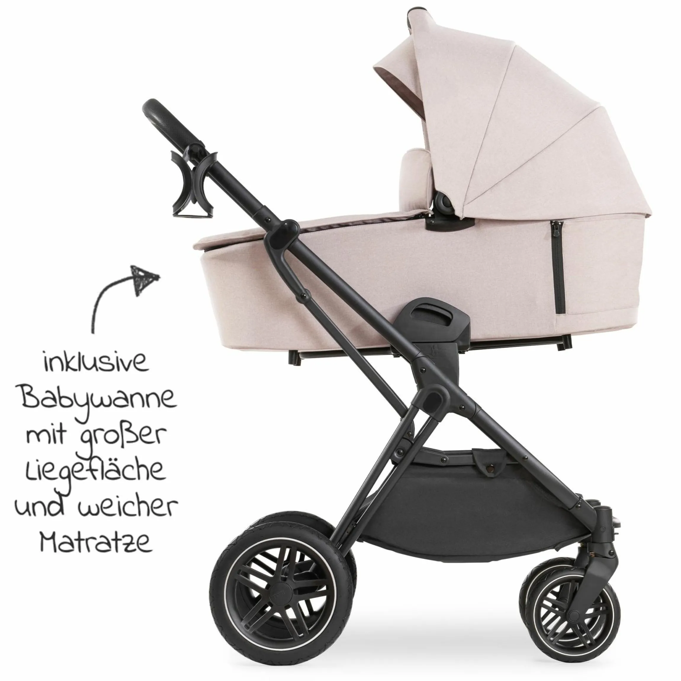 Kombi-Kinderwagen Vision X Duoset Black (Sportwagen & Babywanne) - Melange Beige