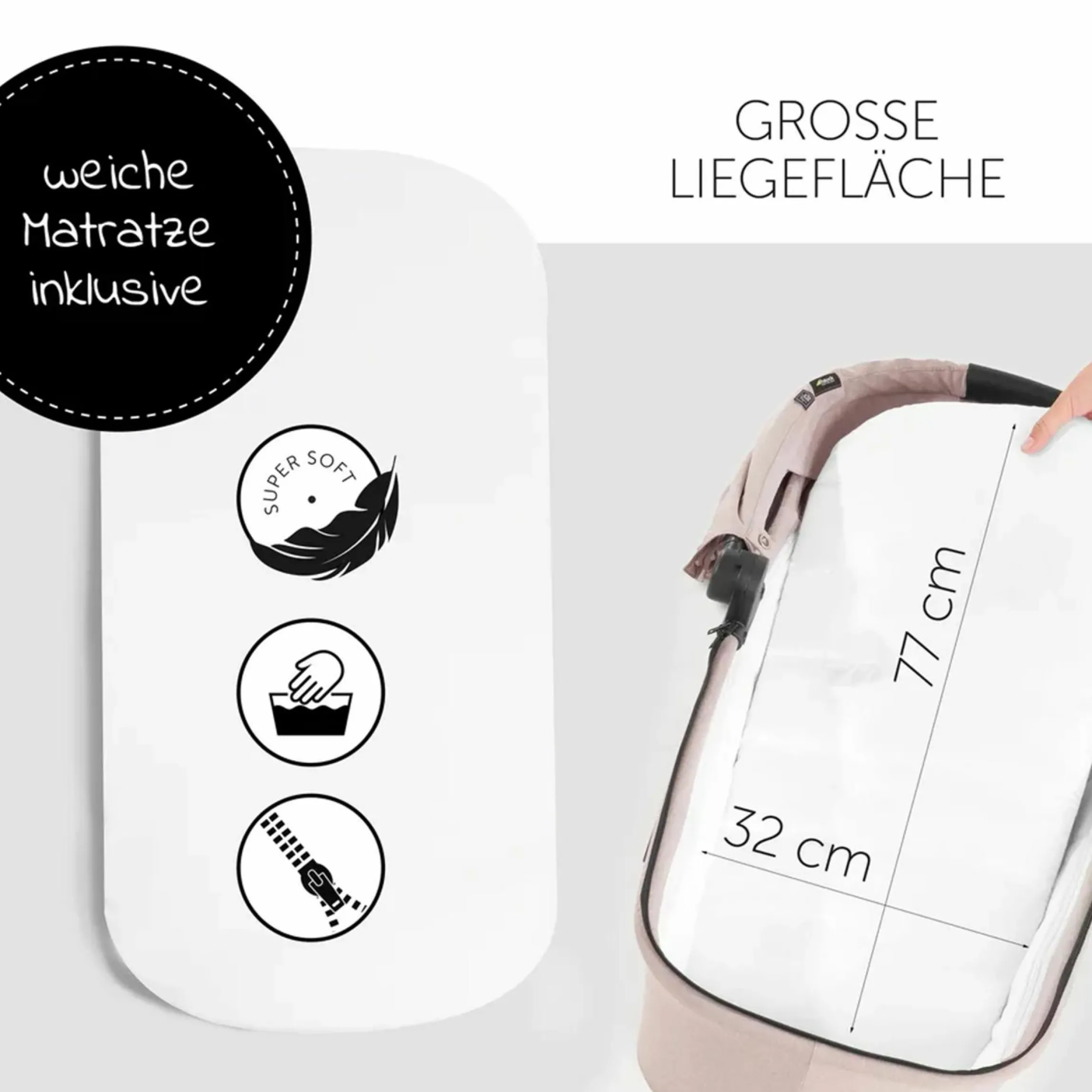Kombi-Kinderwagen Vision X Duoset Black (Sportwagen & Babywanne) - Melange Beige