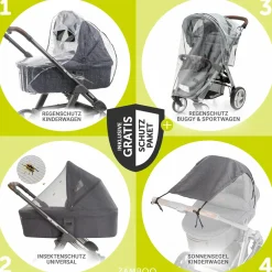 Kombi-Kinderwagen Vision X Duoset Silver (Sportwagen & Babywanne) inkl. XXL Zubehörpaket - Melange Rose