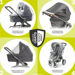 Kombi-Kinderwagen Vision X Duoset Silver (Sportwagen und Babywanne) inkl. XXL Zubehörpaket - Melange Rose