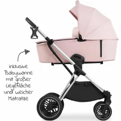 Kombi-Kinderwagen Vision X Duoset Silver (Sportwagen und Babywanne) inkl. XXL Zubehörpaket - Melange Rose