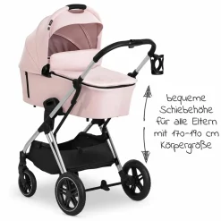 Kombi-Kinderwagen Vision X Duoset Silver (Sportwagen und Babywanne) inkl. XXL Zubehörpaket - Melange Rose