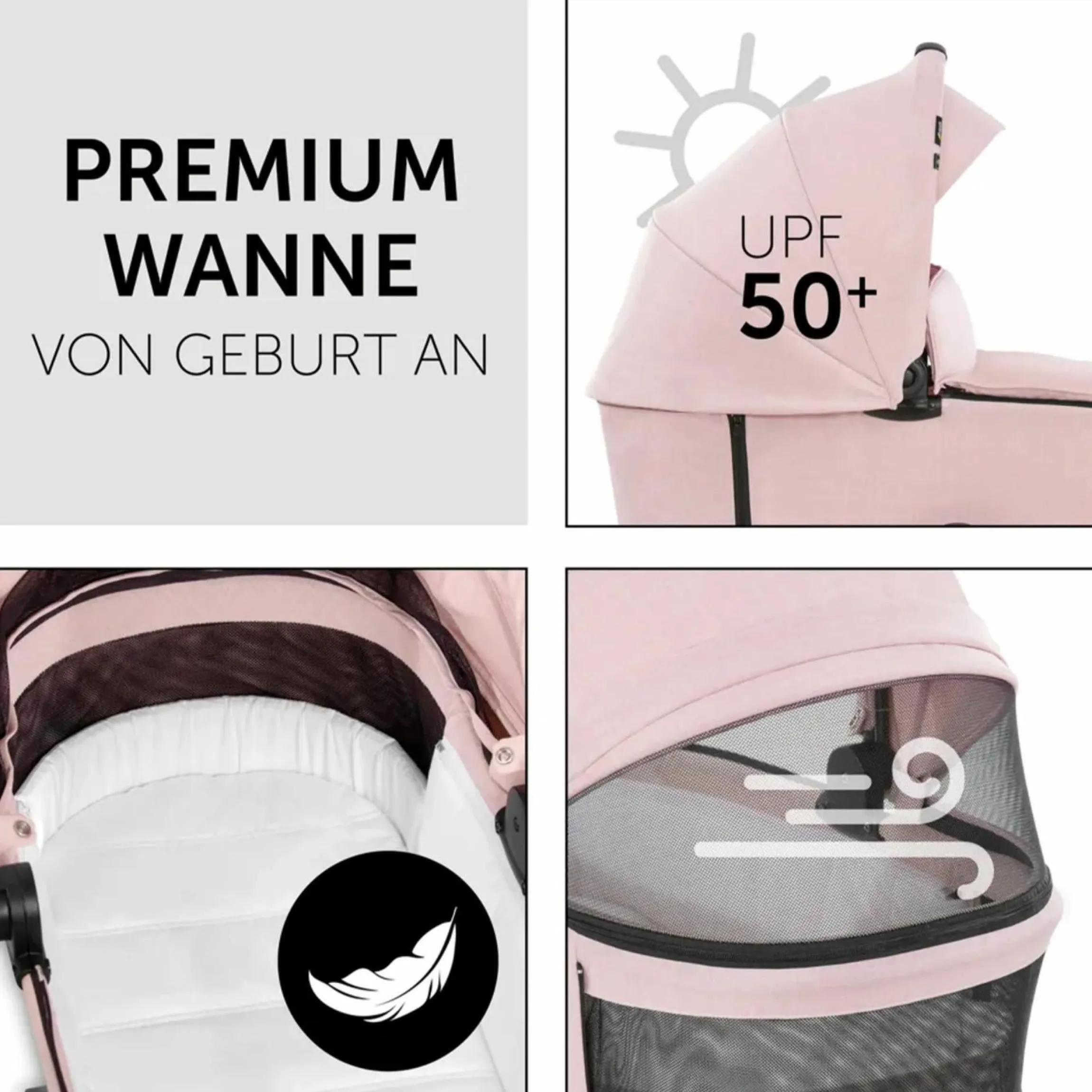 Kombi-Kinderwagen Vision X Duoset Silver (Sportwagen & Babywanne) - Melange Rose