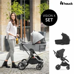 Kombi-Kinderwagen Vision X Duoset Black (Sportwagen & Babywanne) inkl. XXL Zubehörpaket - Melange Black