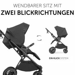 Kombi-Kinderwagen Vision X Duoset Black (Sportwagen & Babywanne) inkl. XXL Zubehörpaket - Melange Black
