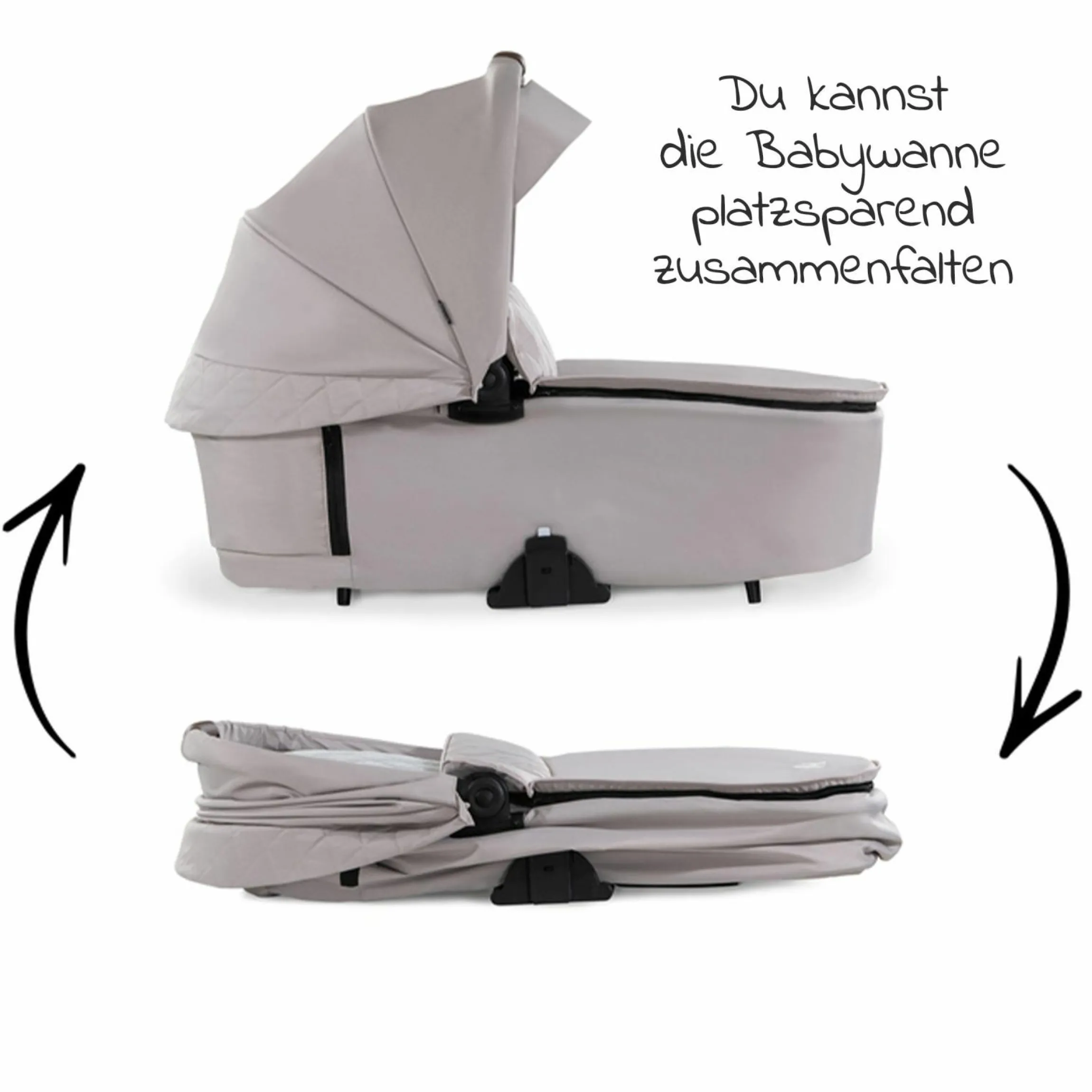 Kombi-Kinderwagen Walk N Care Set inkl. Babywanne, Sportsitz, Beindecke und Getränkehalter (bis 22kg belastbar) - Beige