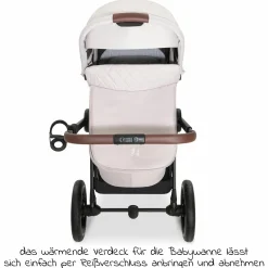 Kombi-Kinderwagen Walk N Care Set inkl. Babywanne, Sportsitz, Beindecke und Getränkehalter (bis 22kg belastbar) - Beige