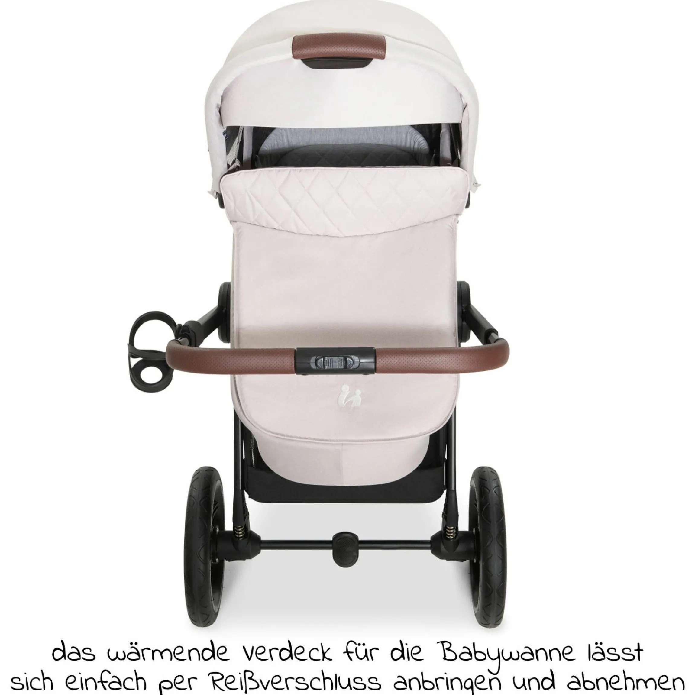 Kombi-Kinderwagen Walk N Care Set inkl. Babywanne, Sportsitz, Beindecke und Getränkehalter (bis 22kg belastbar) - Beige
