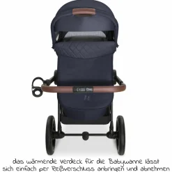 Kombi-Kinderwagen Walk N Care Set inkl. Babywanne, Sportsitz, Beindecke und Getränkehalter (bis 22kg belastbar) - Dark Blue