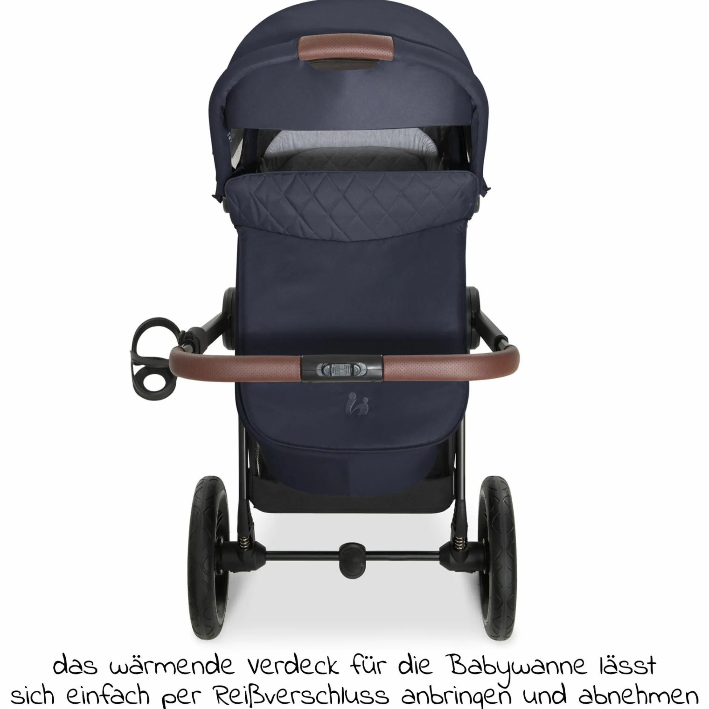 Kombi-Kinderwagen Walk N Care Set inkl. Babywanne, Sportsitz, Beindecke und Getränkehalter (bis 22kg belastbar) - Dark Blue