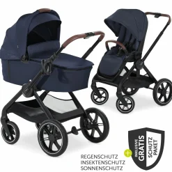 Kombi-Kinderwagen Walk N Care Set inkl. Babywanne, Sportsitz, Beindecke und XXL Zubehörpaket - Dark Navy Blue