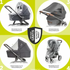 Kombi-Kinderwagen Walk N Care Set inkl. Babywanne, Sportsitz, Beindecke und XXL Zubehörpaket - Dark Navy Blue