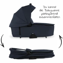 Kombi-Kinderwagen Walk N Care Set inkl. Babywanne, Sportsitz, Beindecke und XXL Zubehörpaket - Dark Navy Blue