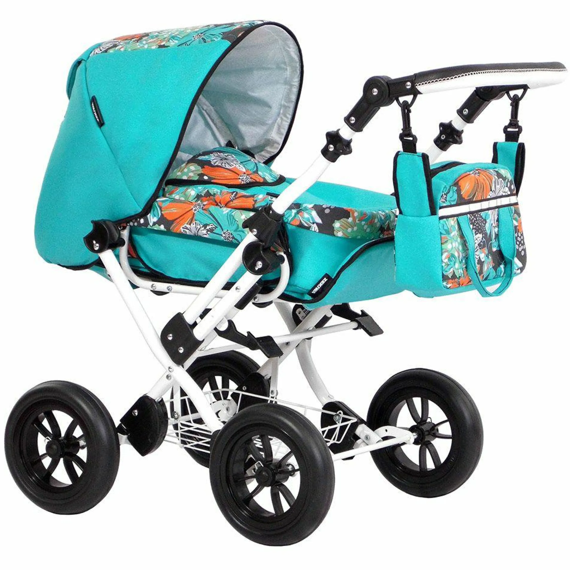 Kombi-Puppenwagen Zeki Elegance - Hibiskus - Mint