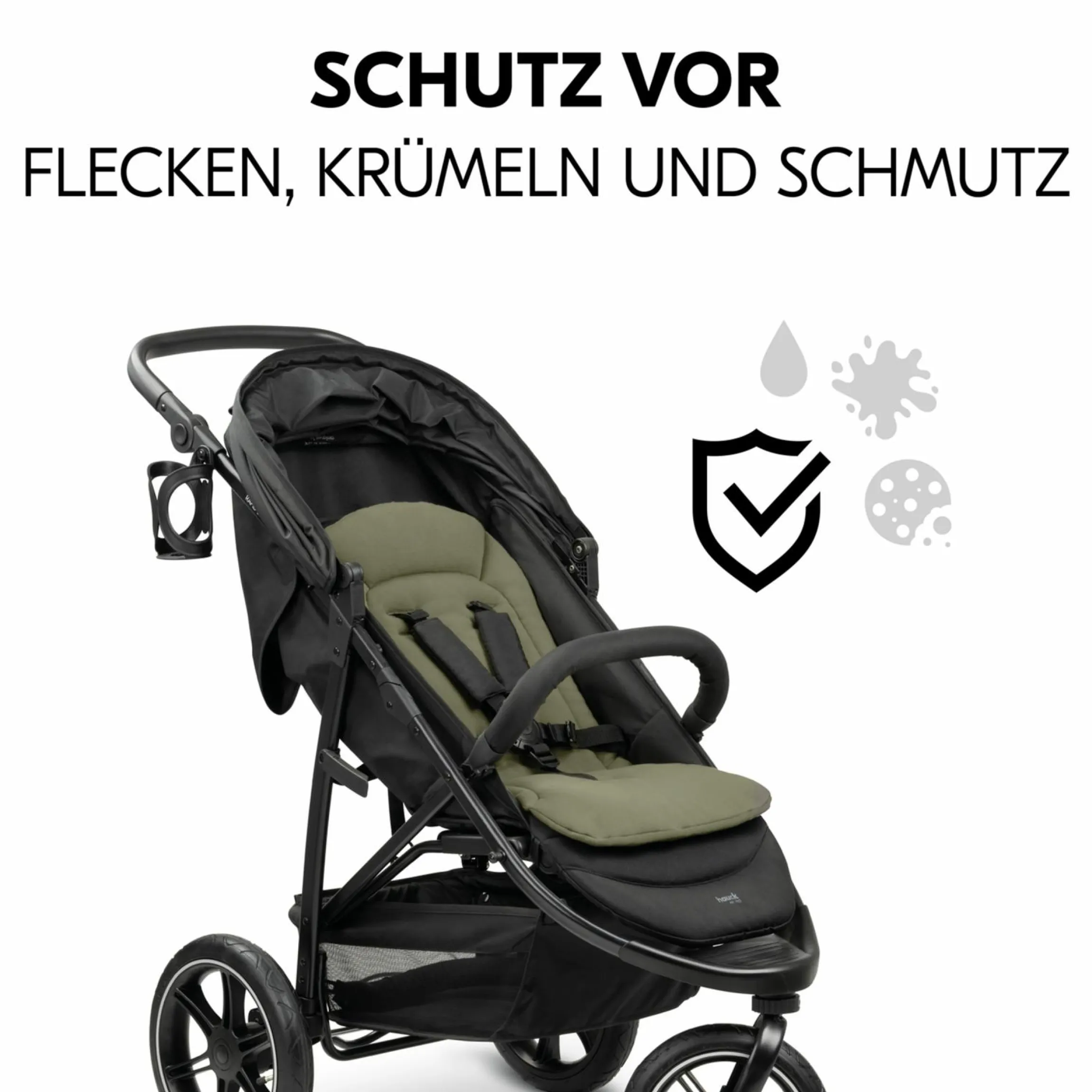 Komfort Sitzauflage für Buggy und Kinderwagen - Olive