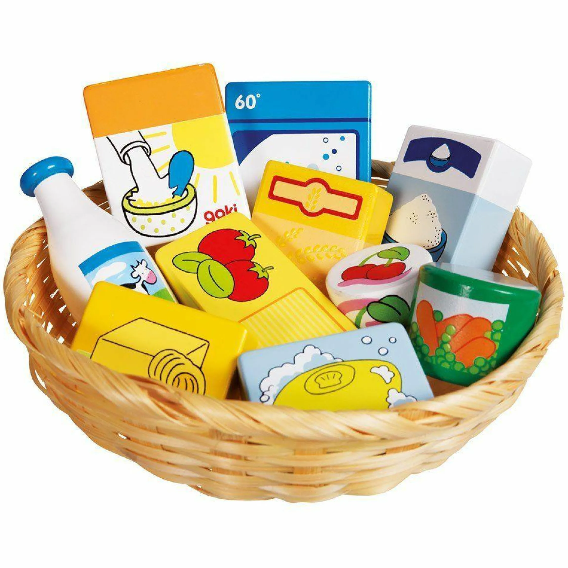 Korb mit Kaufladenartikeln 10-teilig