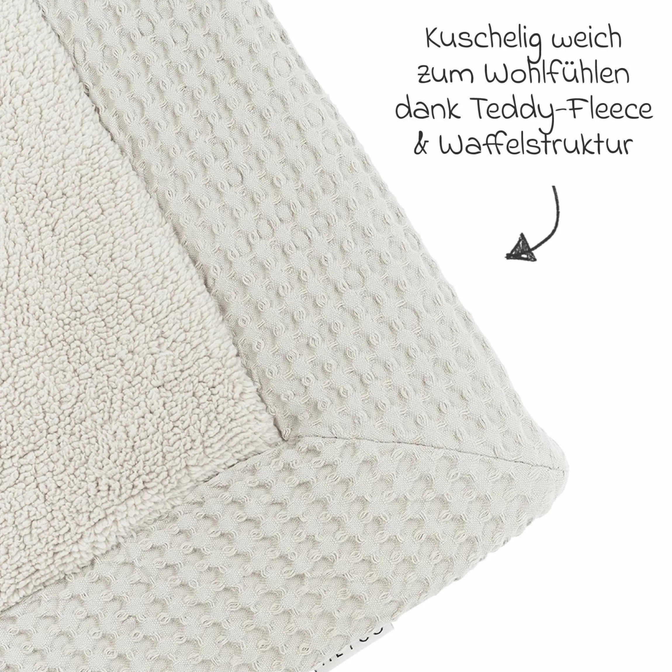 Krabbeldecke / Laufgittereinlage Teddy 80 x 100 cm - Waffel - Greige