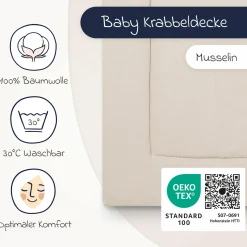 Krabbeldecke Musselin 95 x 135 cm - Sand