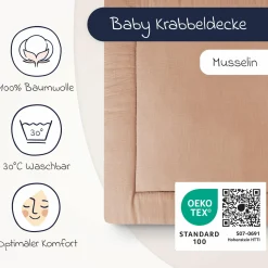 Krabbeldecke Musselin 95 x135 cm - Dune