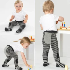 Krabbelstrumpfhose - Streifen Grau - Gr. 86/92