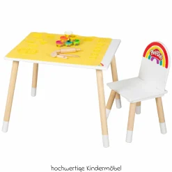 Kreatives Sitzgruppen-Set Roba + Play-Doh mit Bastelmatte 50 x 55 cm, Tisch, Stuhl, 6 Dosen Knetmasse, Teigrolle, Pizzaschneider & Modelierwerkzeug - Kollektion 2025