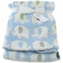 Kuscheldecke Flausch 75 x 90 cm - Elefanten Blau