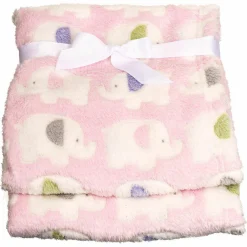 Kuscheldecke Flausch 75 x 90 cm - Elefanten Rosa