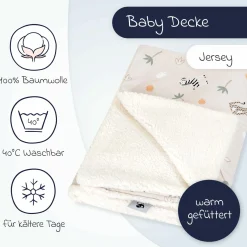 Kuscheldecke Jersey mit Teddyplüsch 70 x 100 cm - Savanne Beige