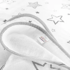 Kuscheldecke Mull 4-lagig 120 x 120 cm - Crazy Stars - Grau Weiß