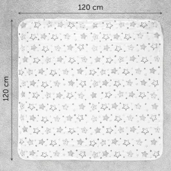 Kuscheldecke Mull 4-lagig 120 x 120 cm - Crazy Stars - Grau Weiß